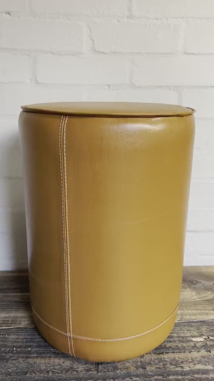 Maxlume ~ Leather Pouf | Solid Base Genuine Leather | Vintage Style | Floor Standing | Man Cave  Foot Stool