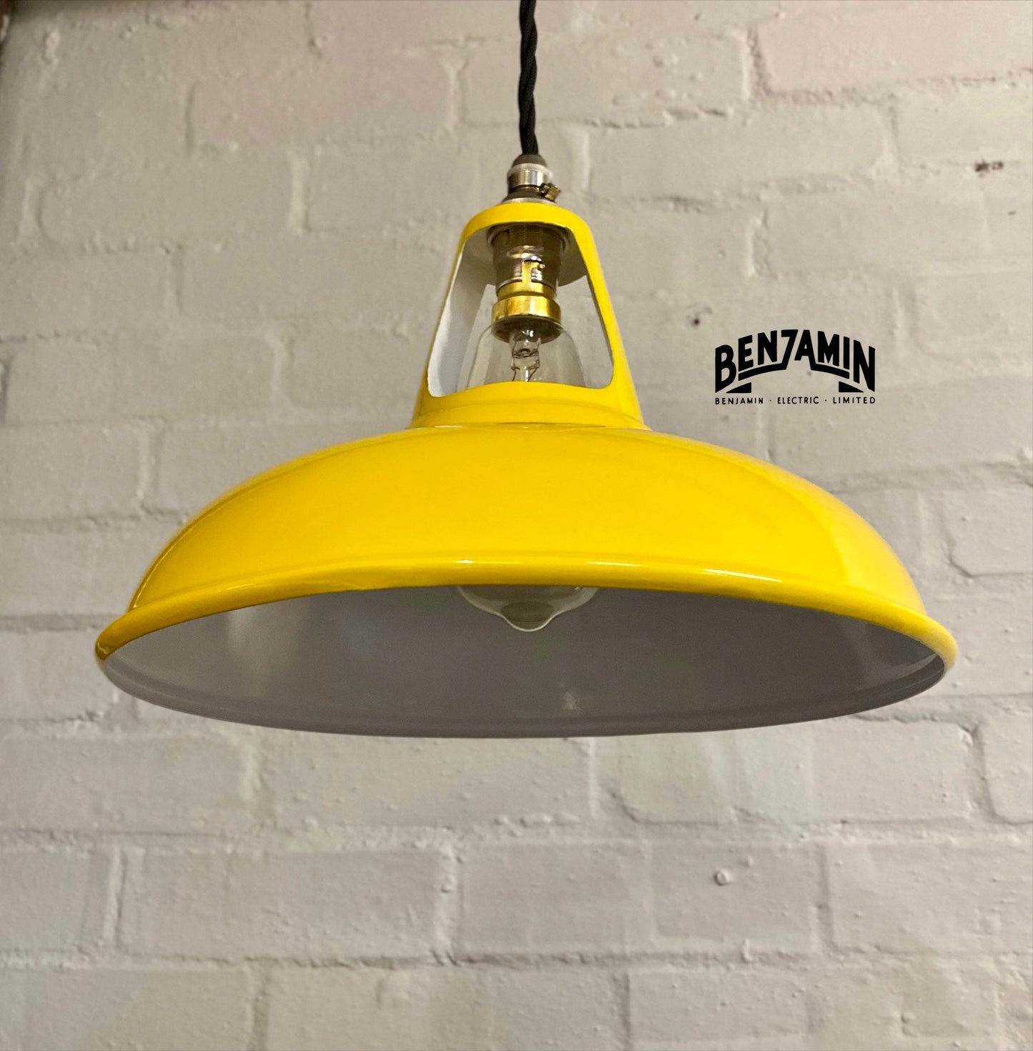 Cawston ~ 3 x Deep Yellow Shade 1932 Design Pendant Set Track Light | Dining Room | Kitchen Table | Vintage