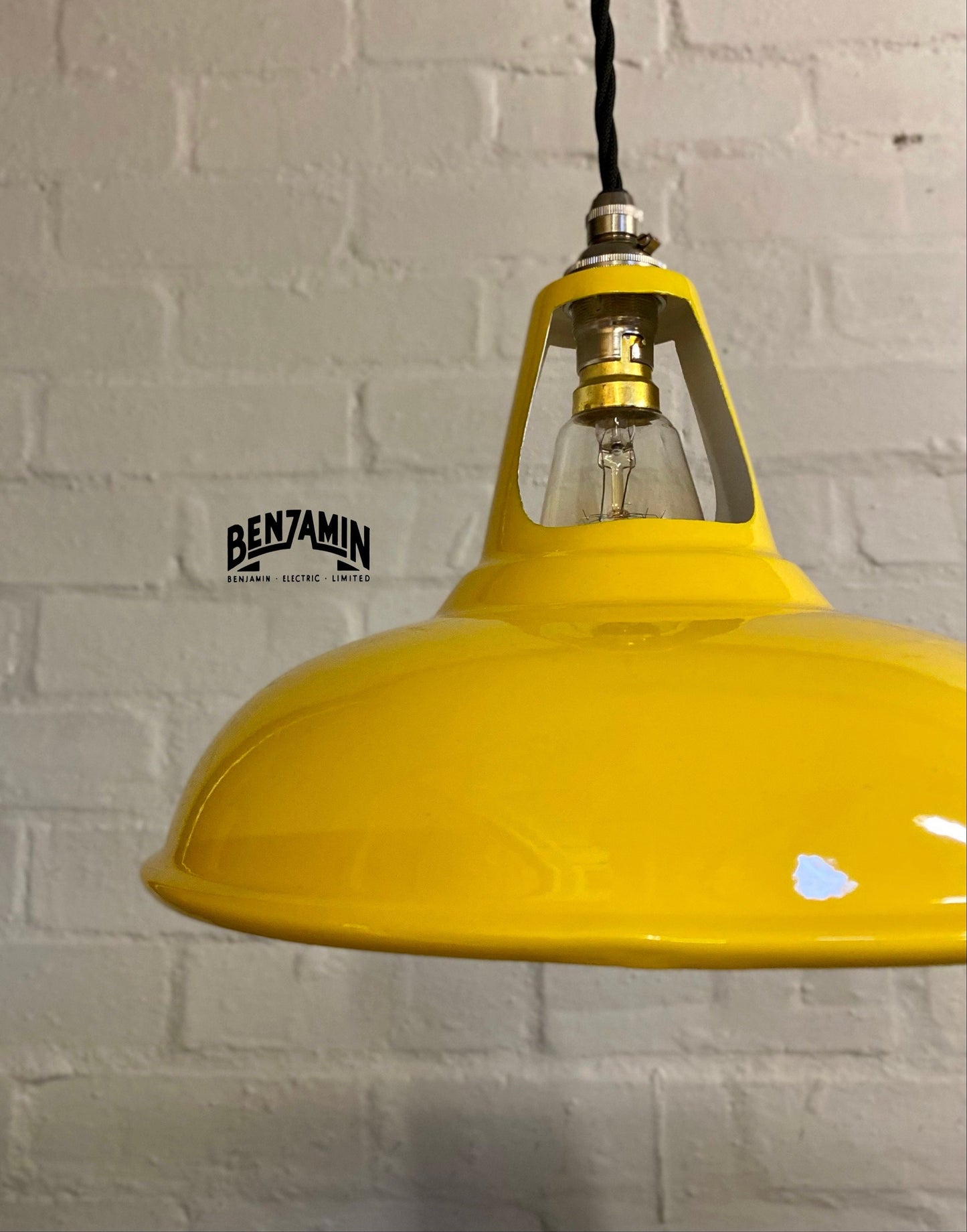 Cawston ~ 3 x Deep Yellow Shade 1932 Design Pendant Set Track Light | Dining Room | Kitchen Table | Vintage