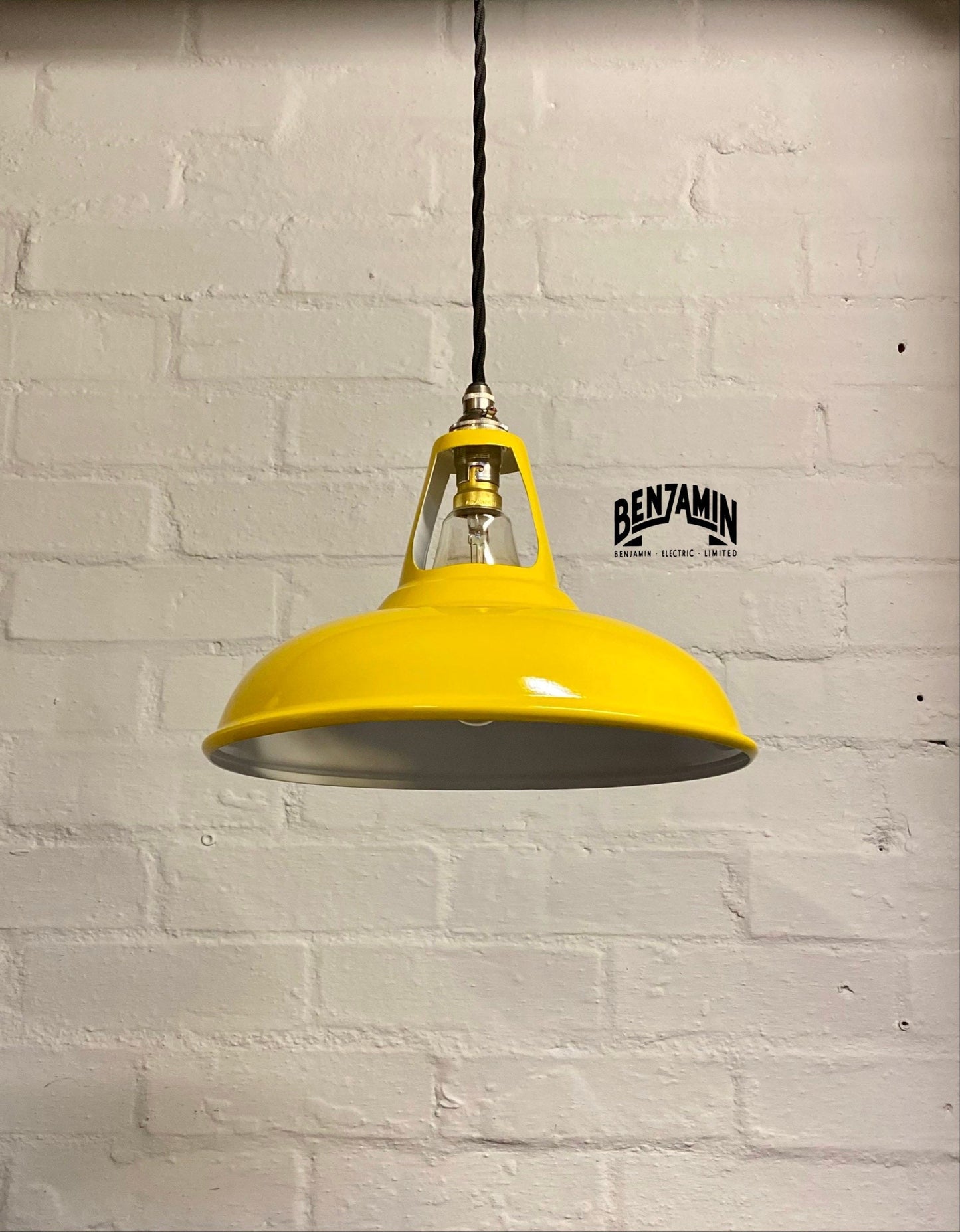 Cawston ~ 3 x Deep Yellow Shade 1932 Design Pendant Set Track Light | Dining Room | Kitchen Table | Vintage