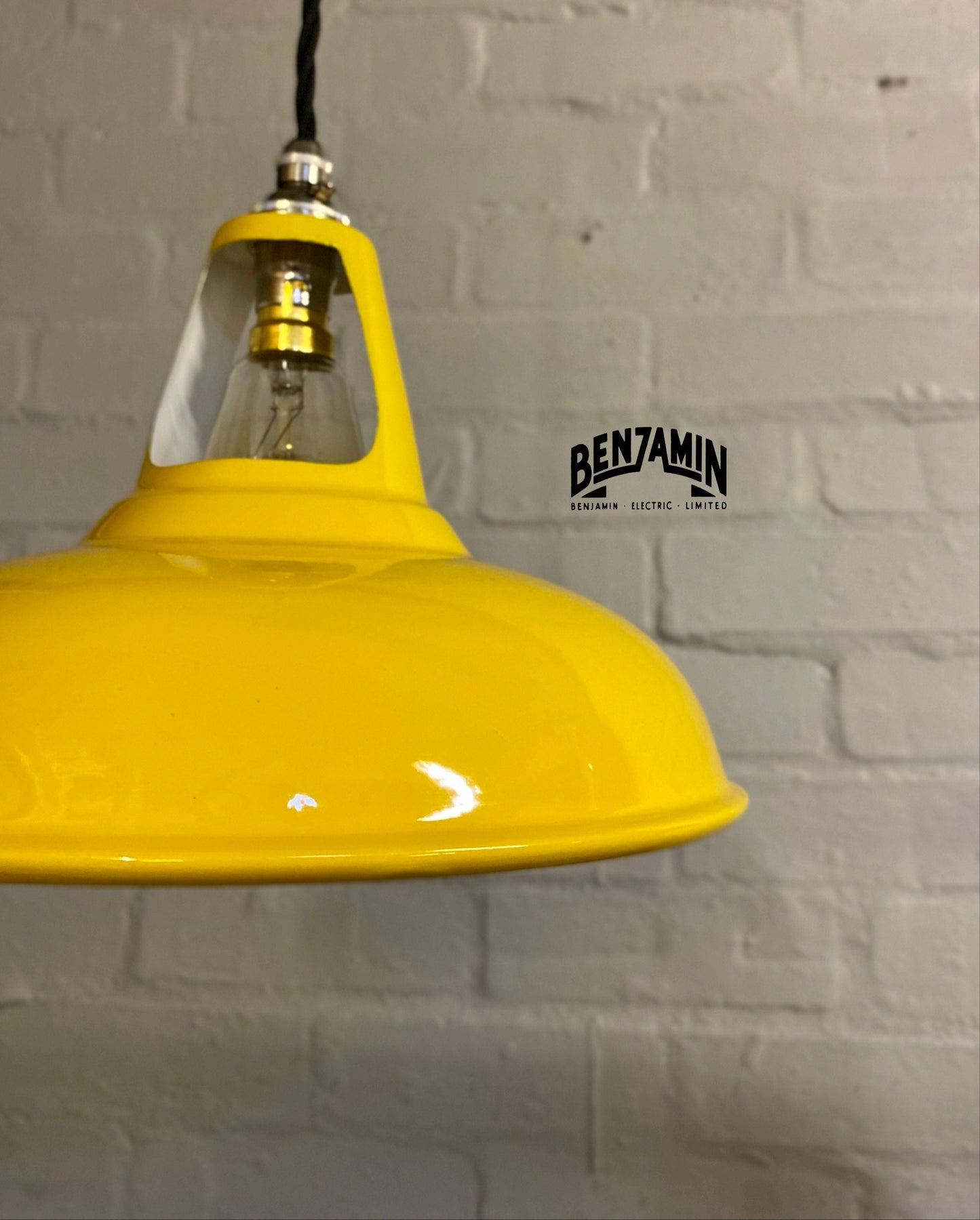 Cawston ~ 3 x Deep Yellow Shade 1932 Design Pendant Set Track Light | Dining Room | Kitchen Table | Vintage