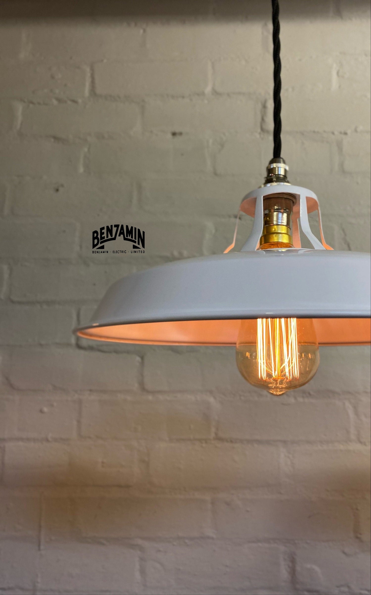 Bramerton ~ 3 x Original White Benflux Shade 1926 Design Pendant Set Track Light | Dining Room | Kitchen Table | Vintage