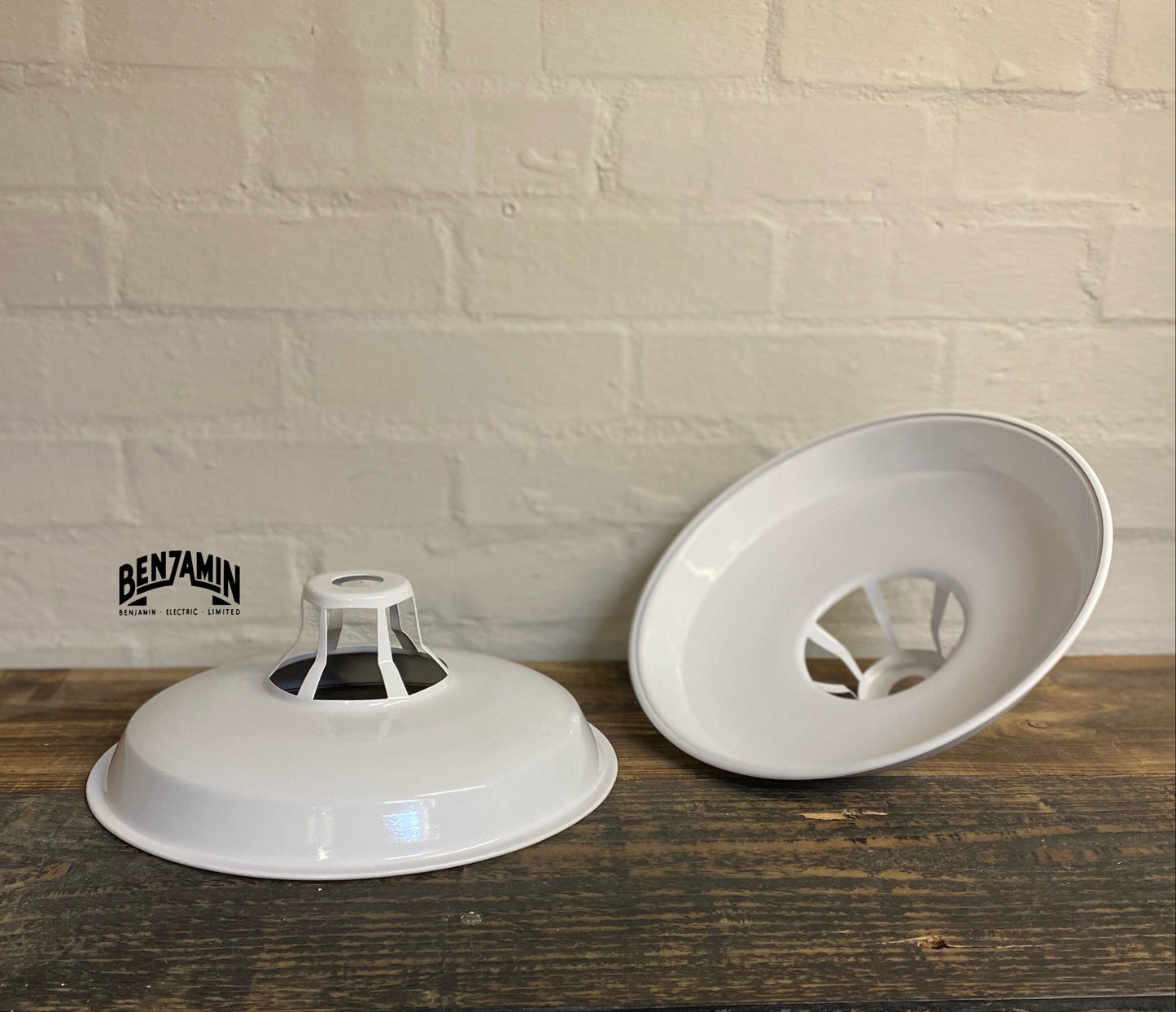 Bramerton ~ 3 x Original White Benflux Shade 1926 Design Pendant Set Track Light | Dining Room | Kitchen Table | Vintage