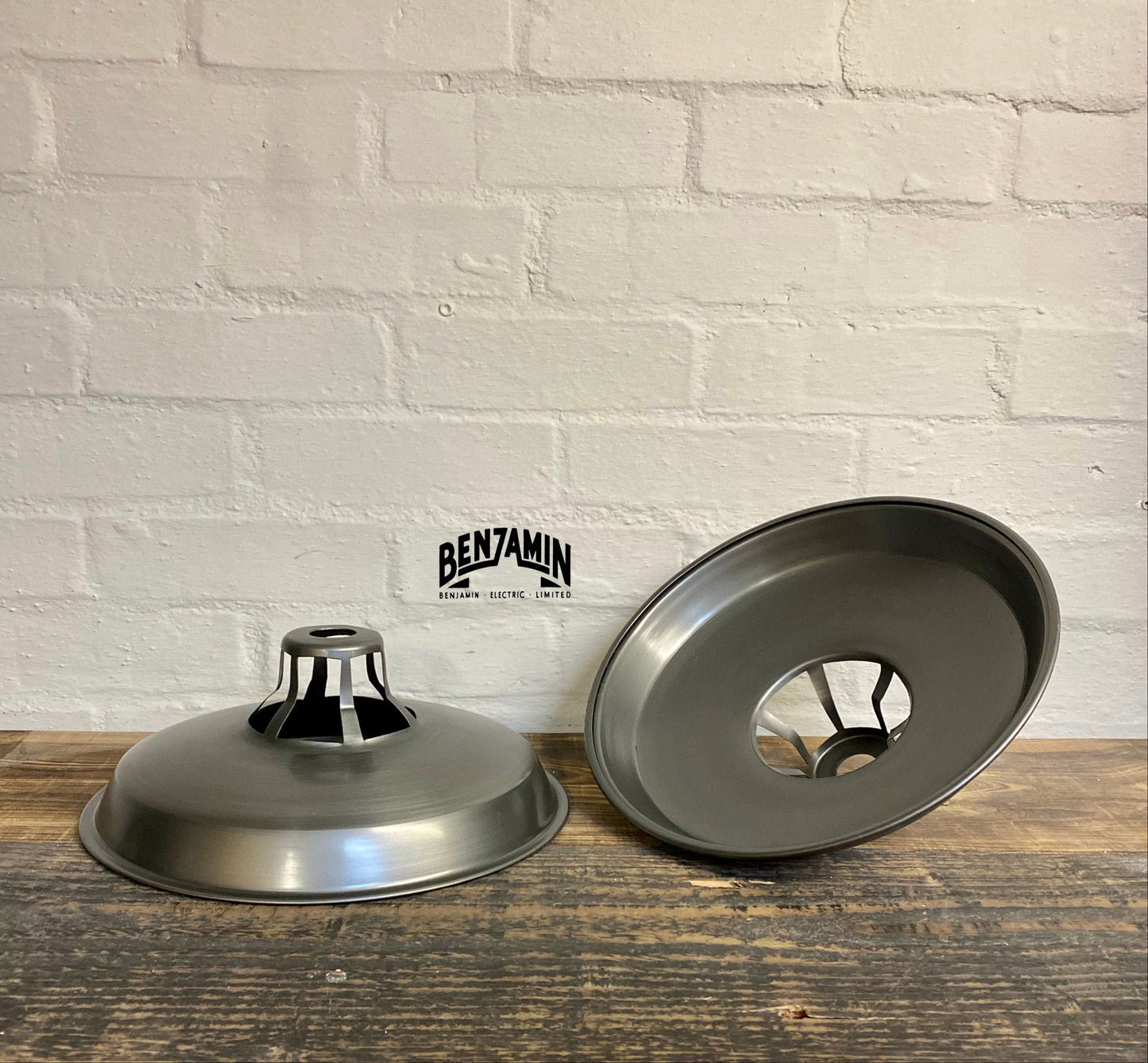 Bramerton ~ 3 x Pewter Grey Benflux Shade 1926 Design Pendant Set Track Light | Dining Room | Kitchen Table | Vintage