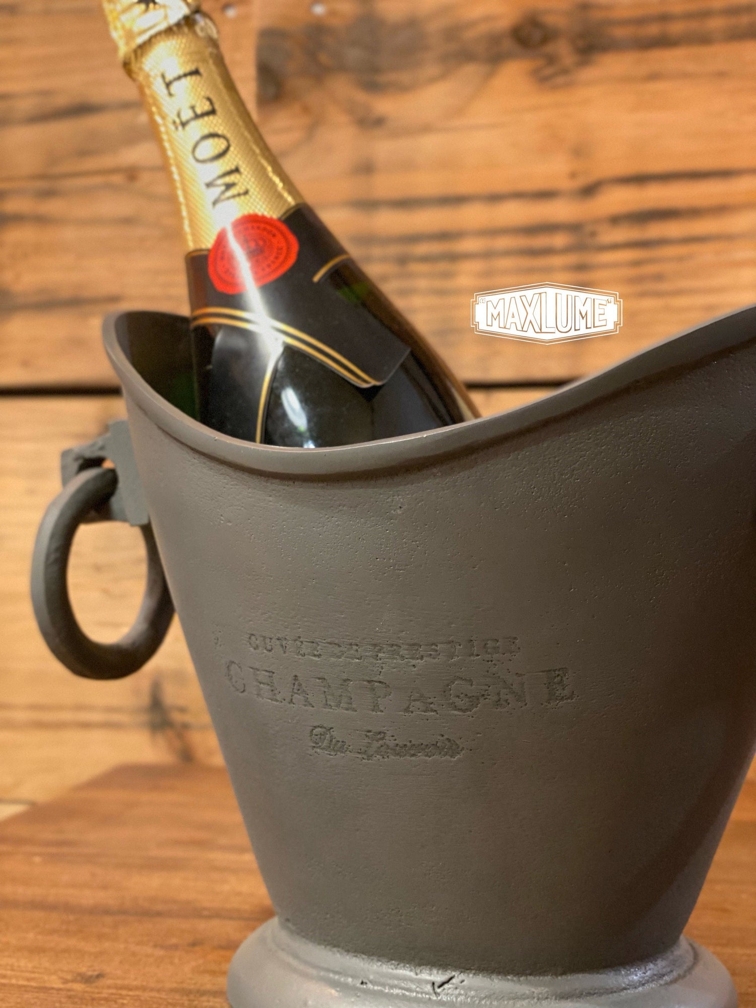 Maxlume ~ Pewter Zinc Solid Cast Engraved Champagne Ice Bucket | Wine Cooler