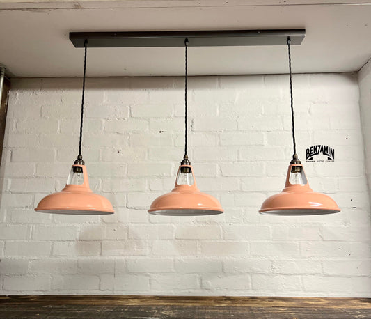 Cawston ~ Reclaimed Terracotta 3 x Shade 1932 Design Pendant Set Track Light | Dining Room | Kitchen Table | Vintage