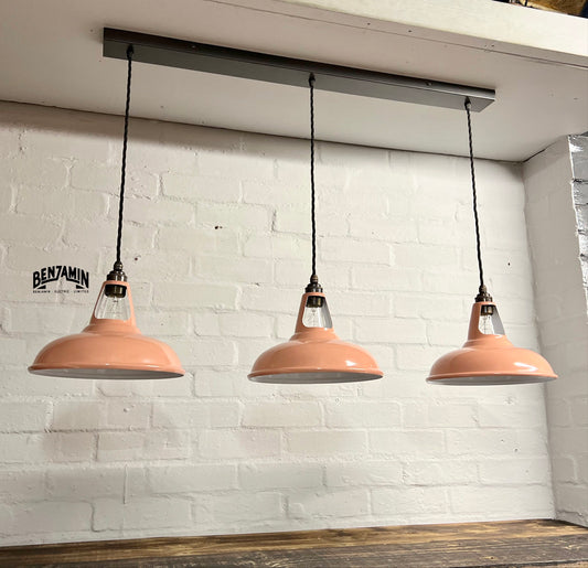 Cawston ~ Reclaimed Terracotta 3 x Shade 1932 Design Pendant Set Track Light | Dining Room | Kitchen Table | Vintage