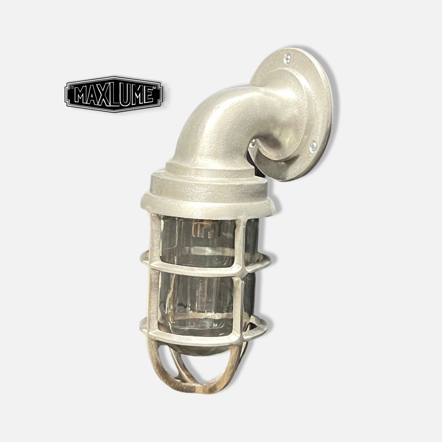 Beachamwell ~ Raw Solid Cast Industrial Caged Bulkhead Industrial Wall Light | Bathroom | Outdoor Garden | Vintage 1 x Edison Filament Bulb