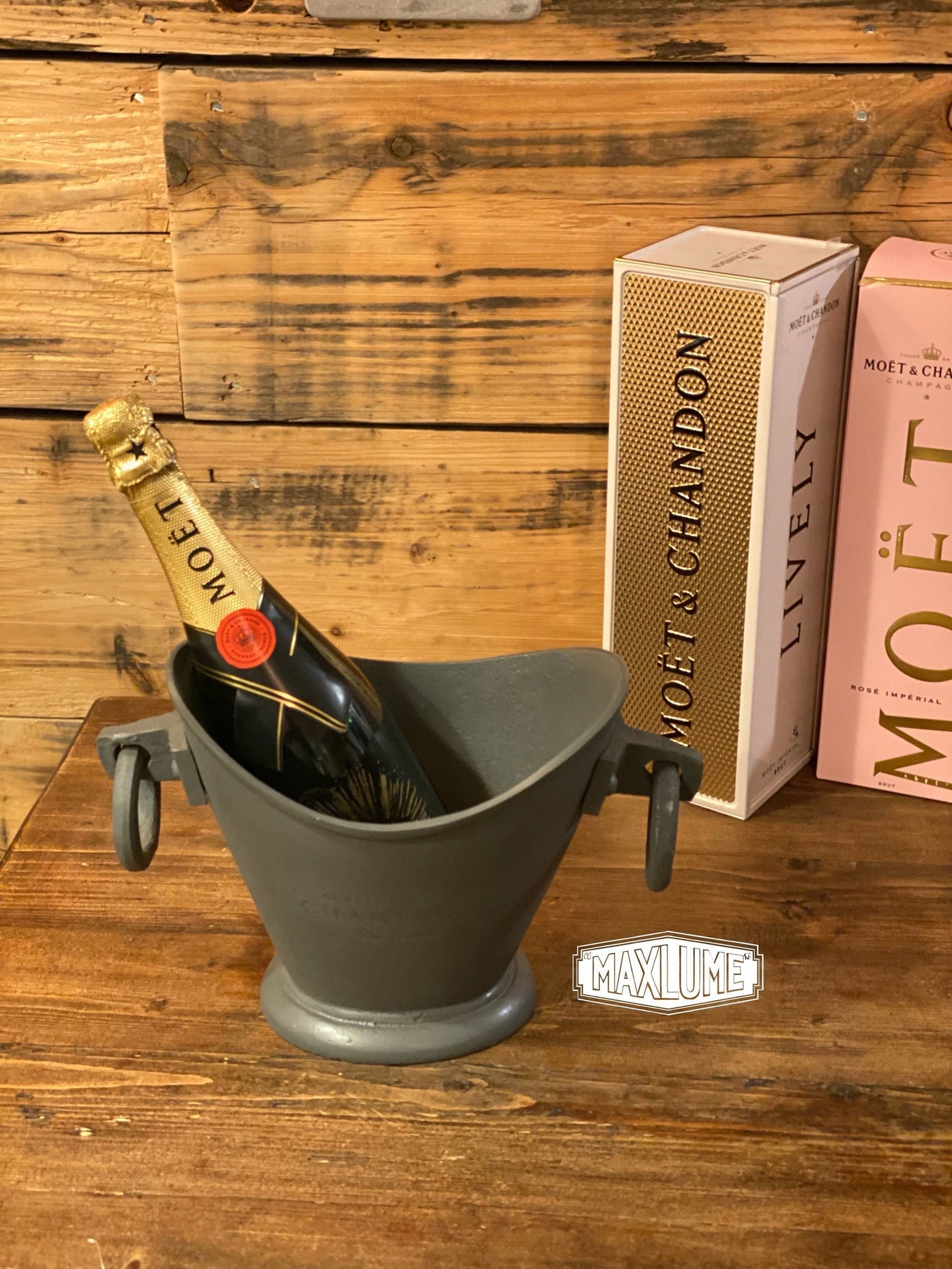 Maxlume ~ Pewter Zinc Solid Cast Engraved Champagne Ice Bucket | Wine Cooler