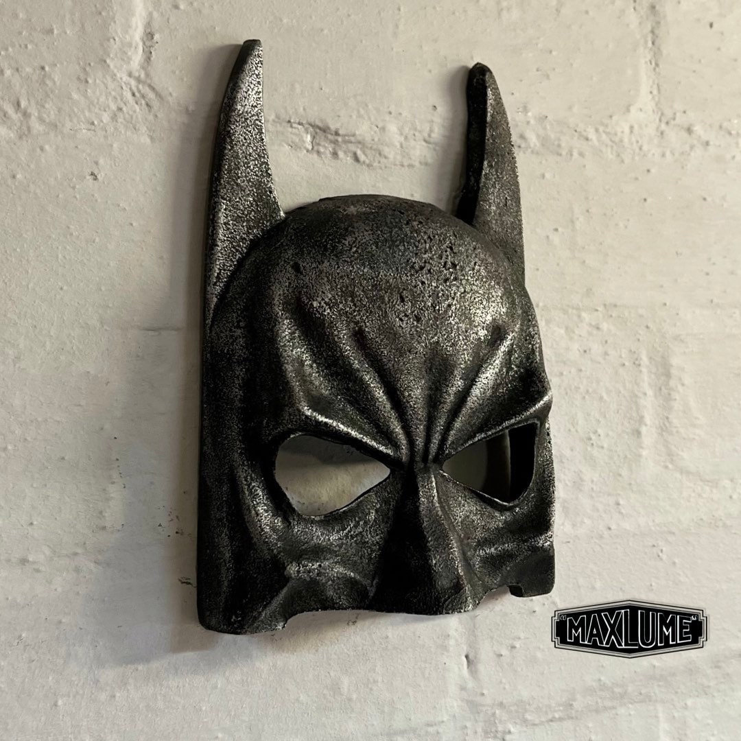 Wall Mount Solid Cast Iron Superhero Knight Mask Dark Black Pewter Finish