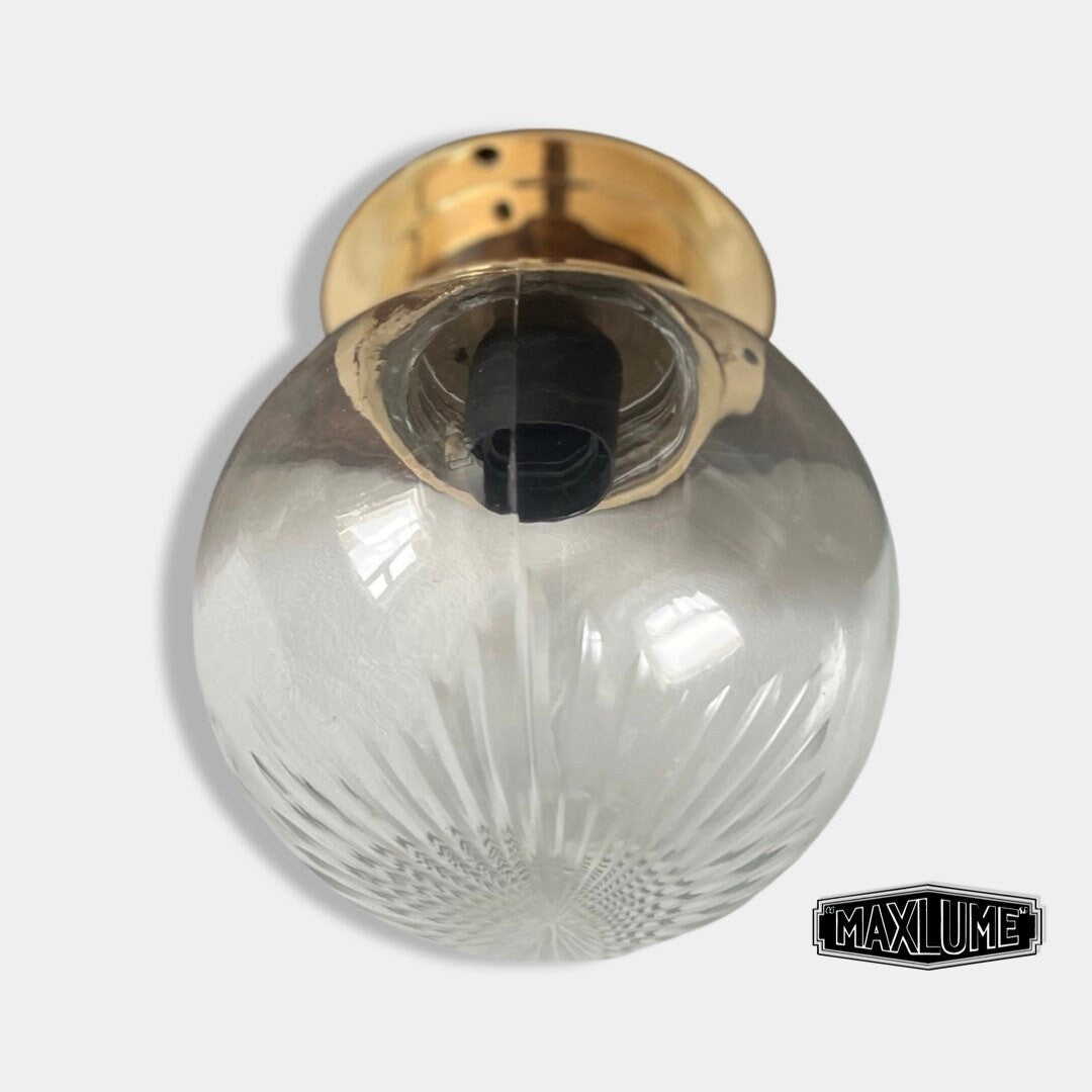 Spherical Solid Brass Sconce Industrial Cargo Ship Marine Bathroom Bulkhead Hand Crafted Wall Light Nautical