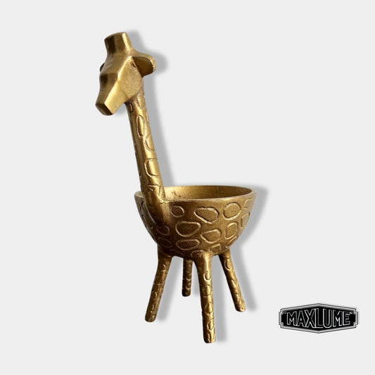 Maxlume - Giraffe Solid Cast Brass Metal Planter Pot for Succulents & Plants | Safari Planter | Animal Pot | Unique Planter |