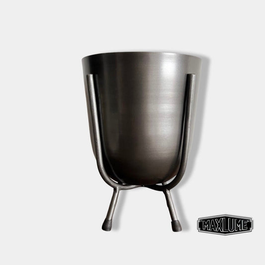 Maxlume ~ Pewter Grey Indoor Small Plant Pot & Stand Planter