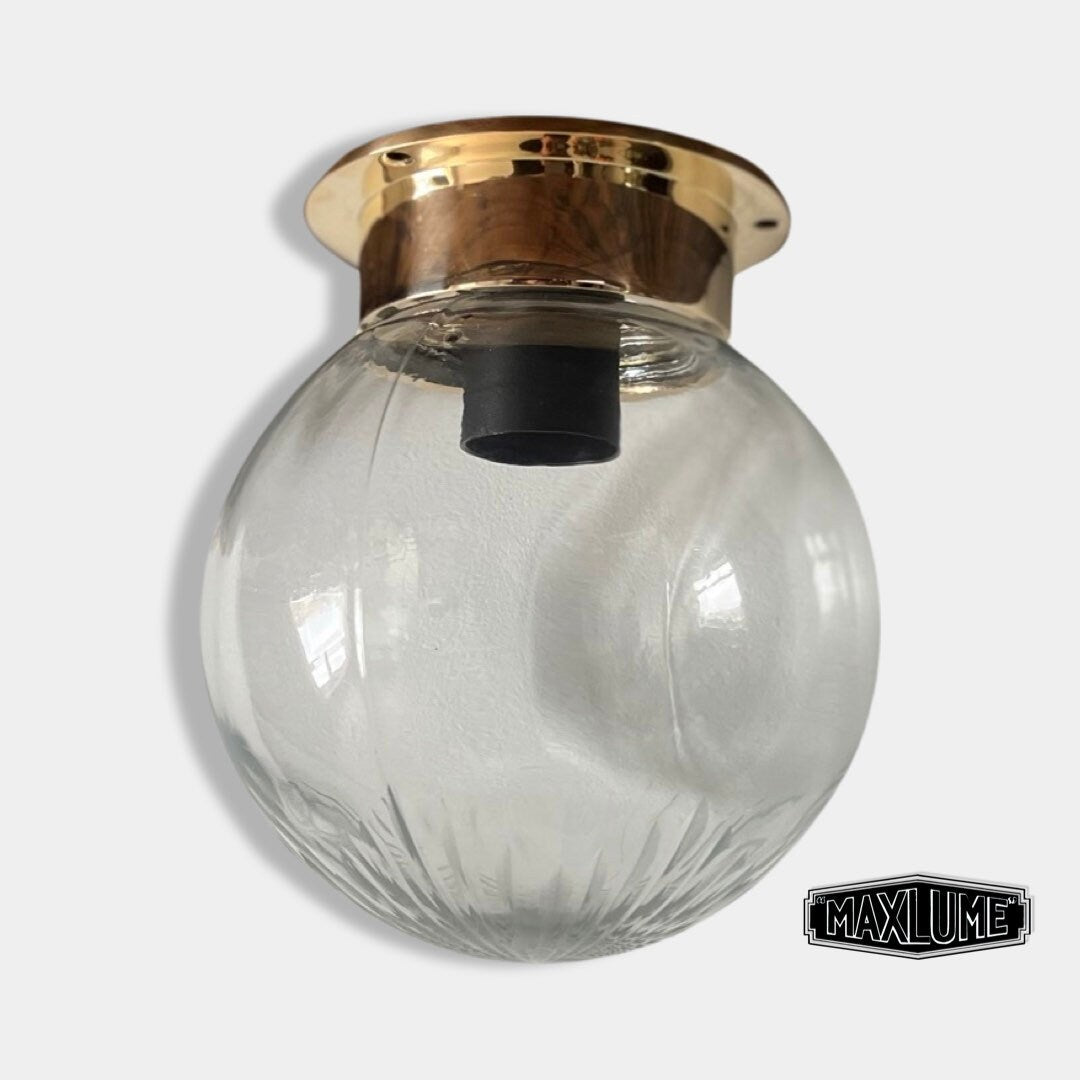 Spherical Solid Brass Sconce Industrial Cargo Ship Marine Bathroom Bulkhead Hand Crafted Wall Light Nautical