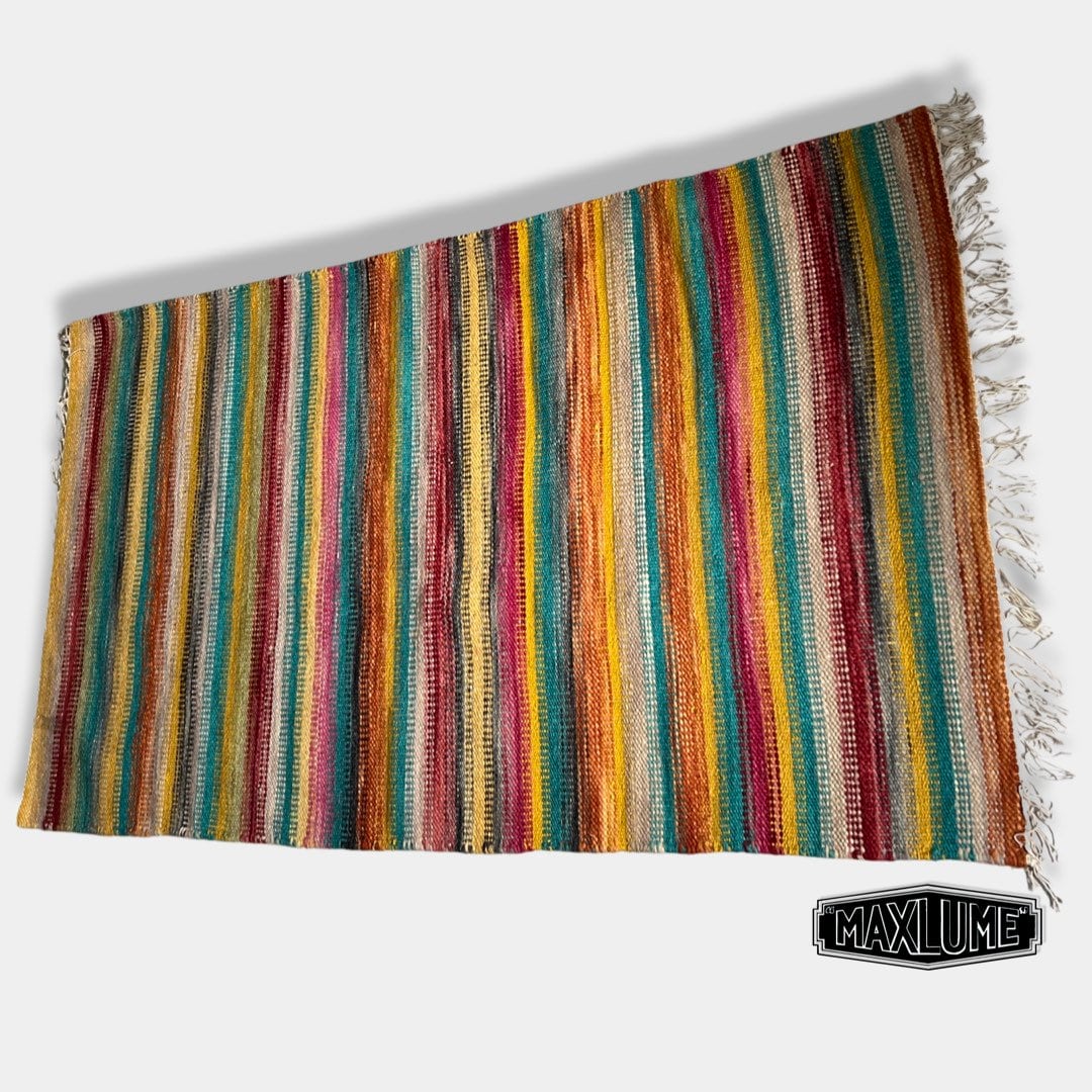 Hand Knotted Reversible Flat Weave Pure Wool Colourful Kilim Woollen Rug 3ft x 5ft