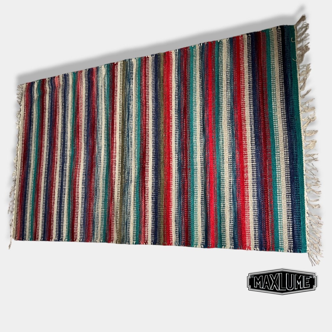 Hand Knotted Reversible Flat Weave Pure Wool Colourful Kilim Woollen Rug 3ft x 5ft