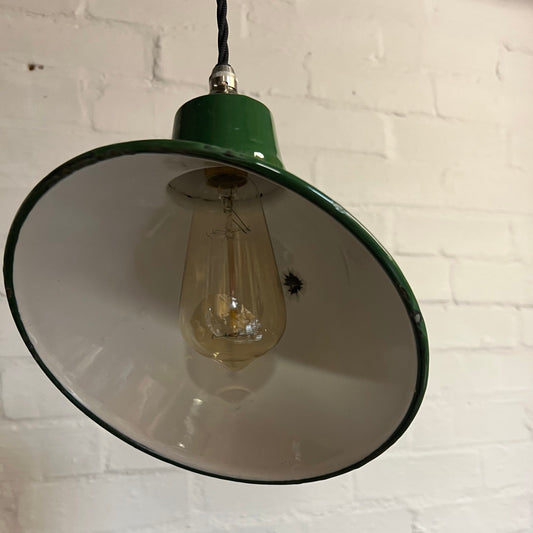 Maxlume 1920s Green Industrial Parabolic Angled Shade Pendant Set Light | Ceiling Dining Room Kitchen Table | Vintage 1 x Edison Filament