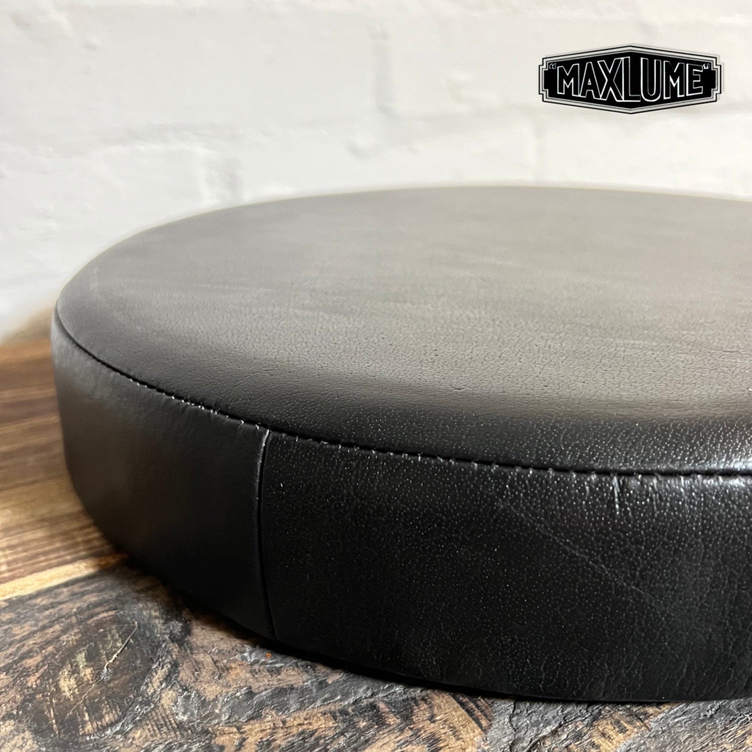 New Genuine Leather Black Replacement Top Seat Cushion | Industrial | Vintage Style | 14 Inch