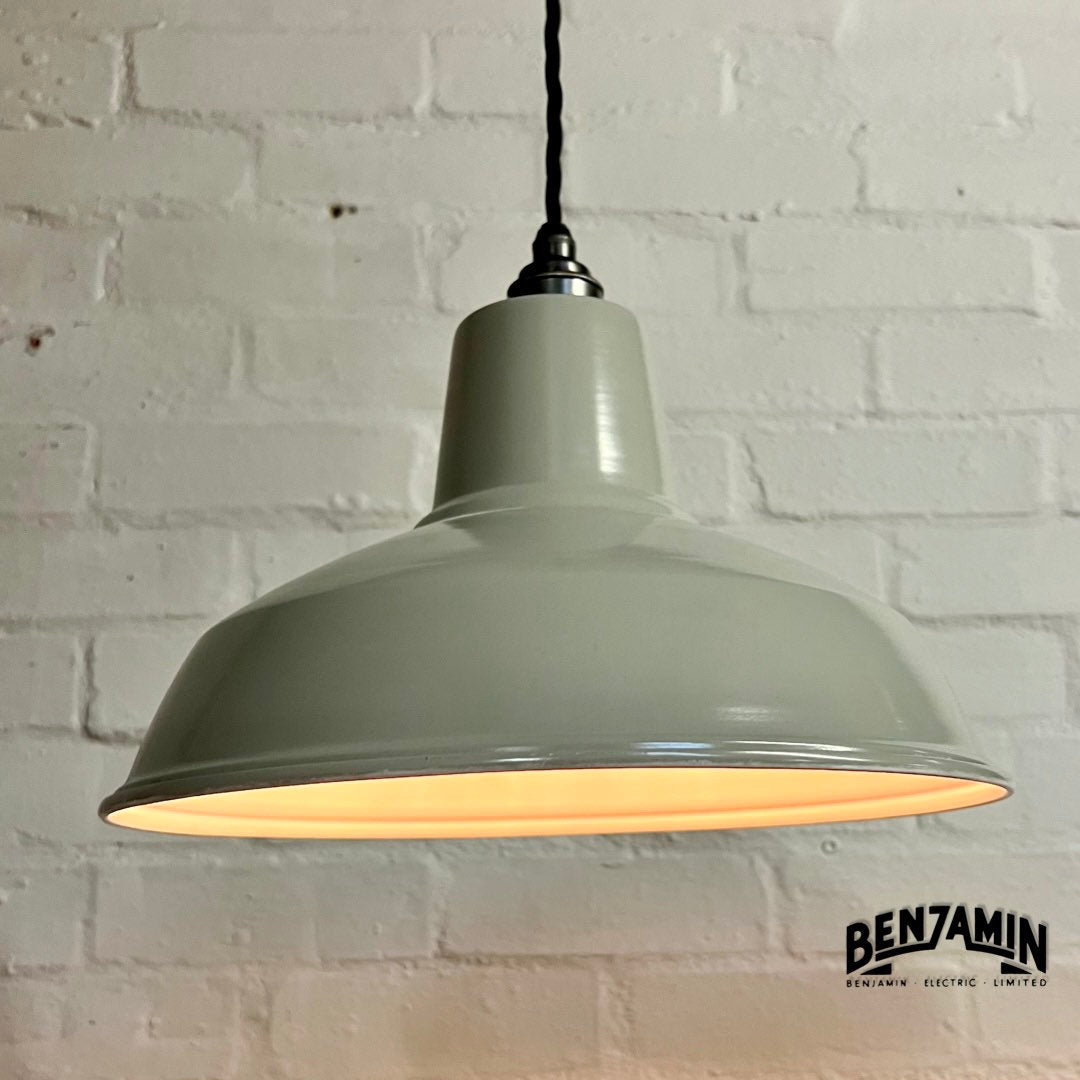 Filby ~ 3 x Grey Shade RLM 1921 Design Pendant Set Galvanised Track Light | Dining Room | Kitchen Table | Vintage