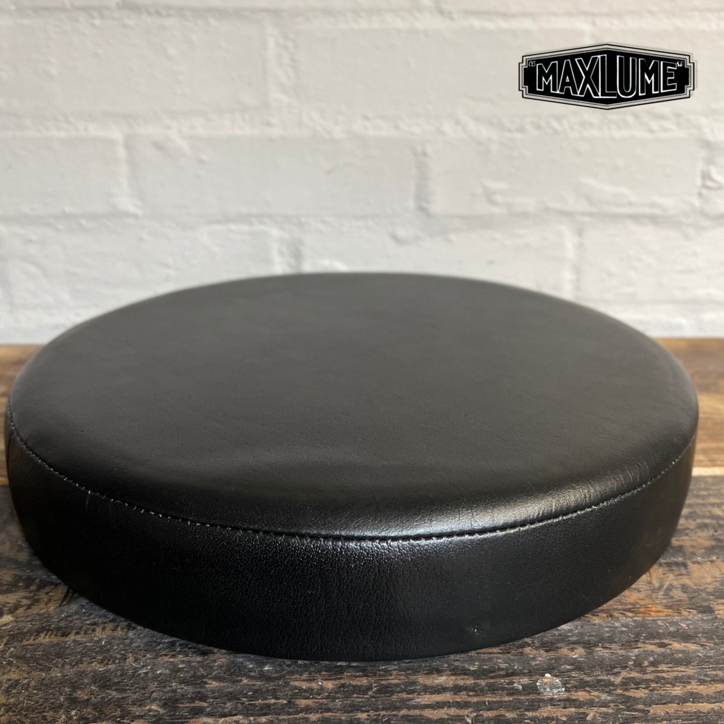 New Genuine Leather Black Replacement Top Seat Cushion | Industrial | Vintage Style | 14 Inch