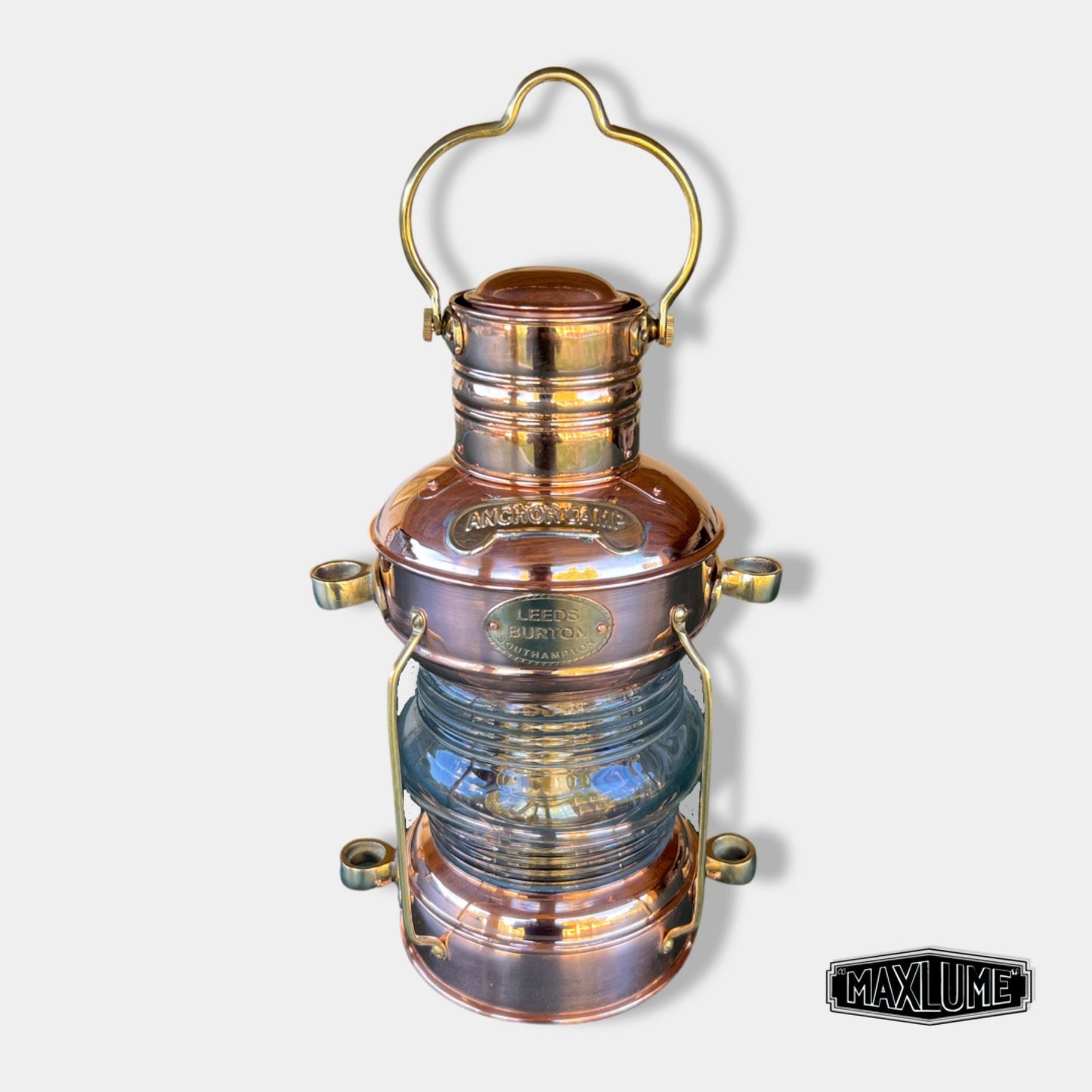 Maxlume ~ Solid Copper & Brass Anchor 15" Oil Lamp Maritime Ship Lantern Boat Light Fully Working Gift Item Sconce Industrial Nautical