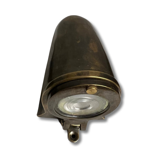 Holt ~  Bronze Solid Antique Brass Mast Down Light LED Industrial Cargo Ship Sconce Marine Bulkhead Handcrafted Wall Nautical Passage Way