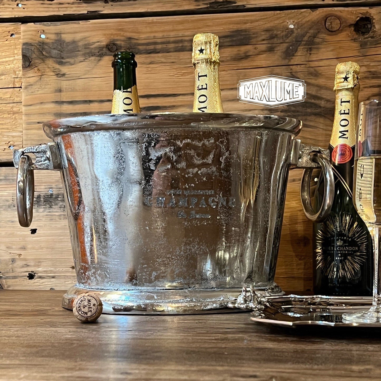 Maxlume ~ Great Gatsby ~ Solid Cast Engraved Champagne Ice Bucket | Wine Cooler **Factory Second**