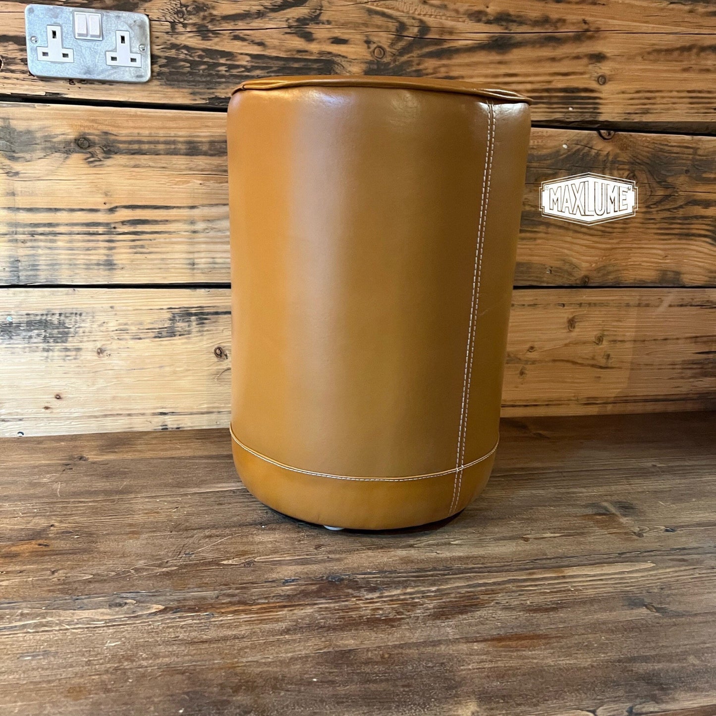 Maxlume ~ Leather Pouf | Solid Base Genuine Leather | Vintage Style | Floor Standing | Man Cave  Foot Stool