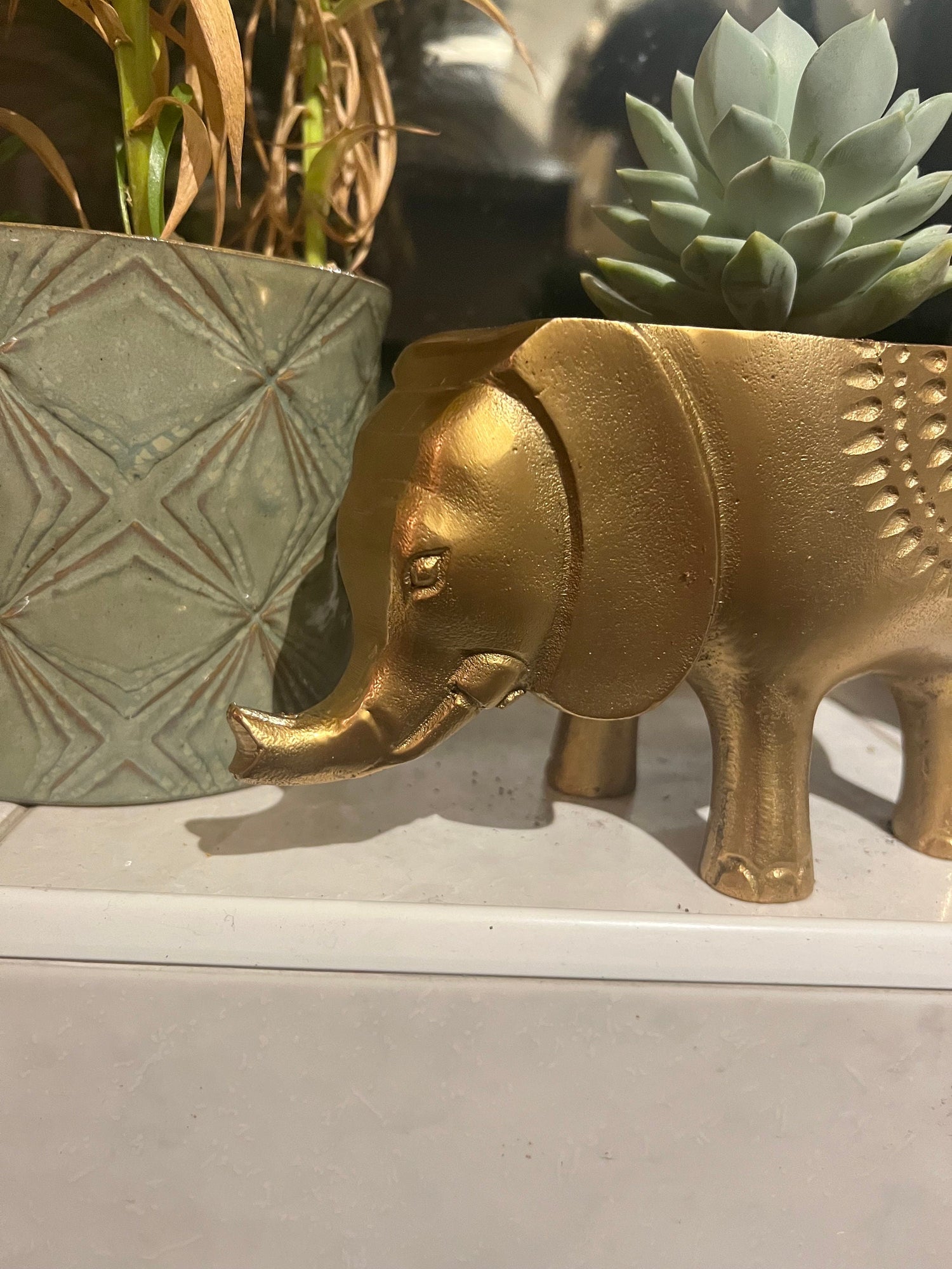 Maxlume - Elephant Solid Cast Brass Metal Planter Pot for Succulents & Plants | Safari Planter | Animal Pot | Unique Planter |