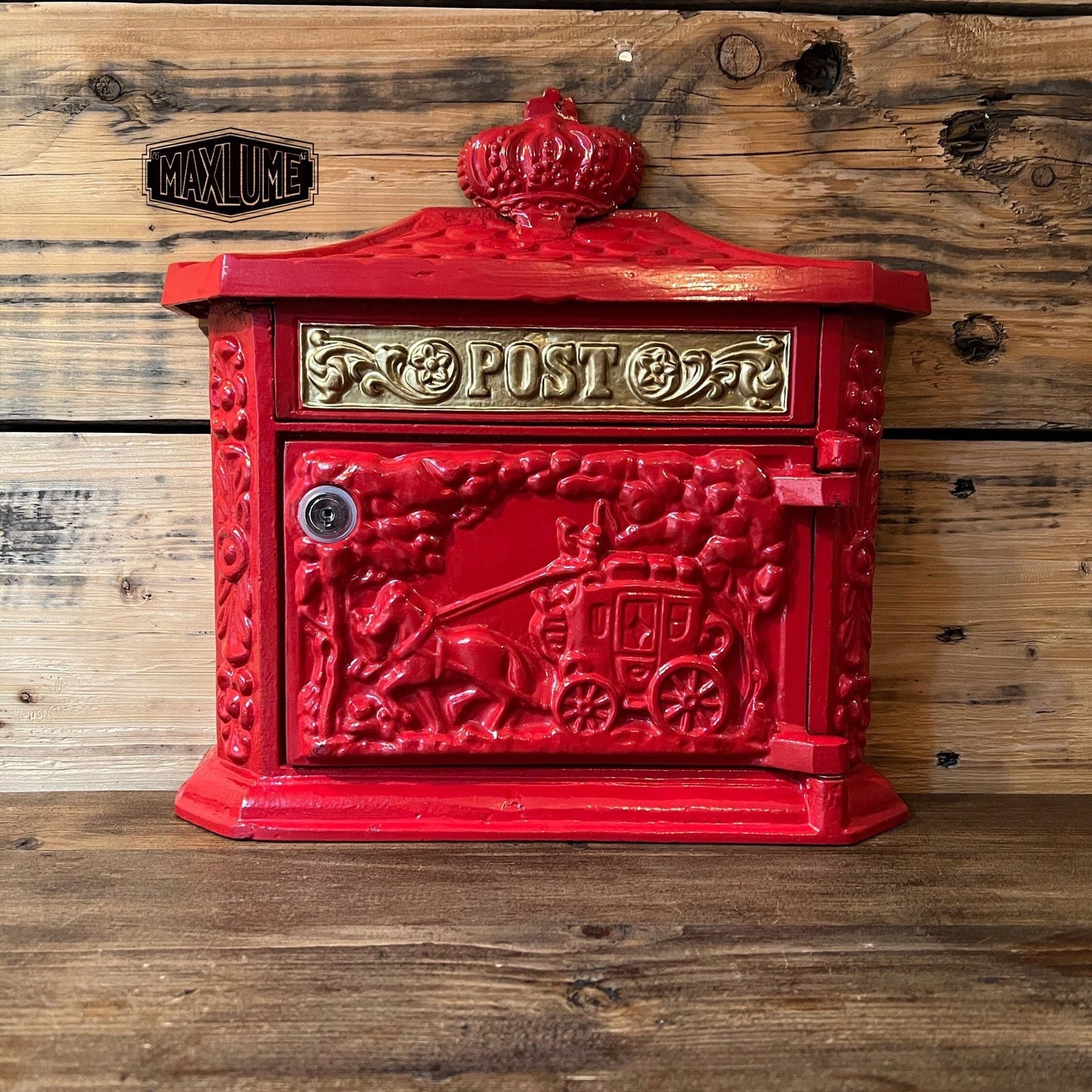 Maxlume ~ Solid Wall Mounted Post Box In Red