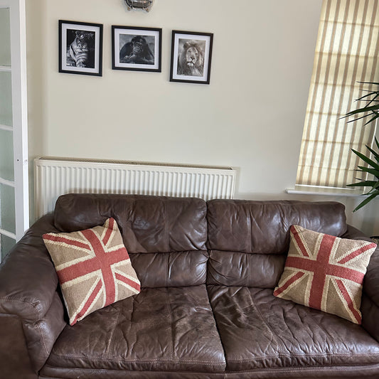 Maxlume ~ Hand Crafted Union Jack Flag Large 18” Cushion | Great Britain | Vintage Style | Man Cave Pillow