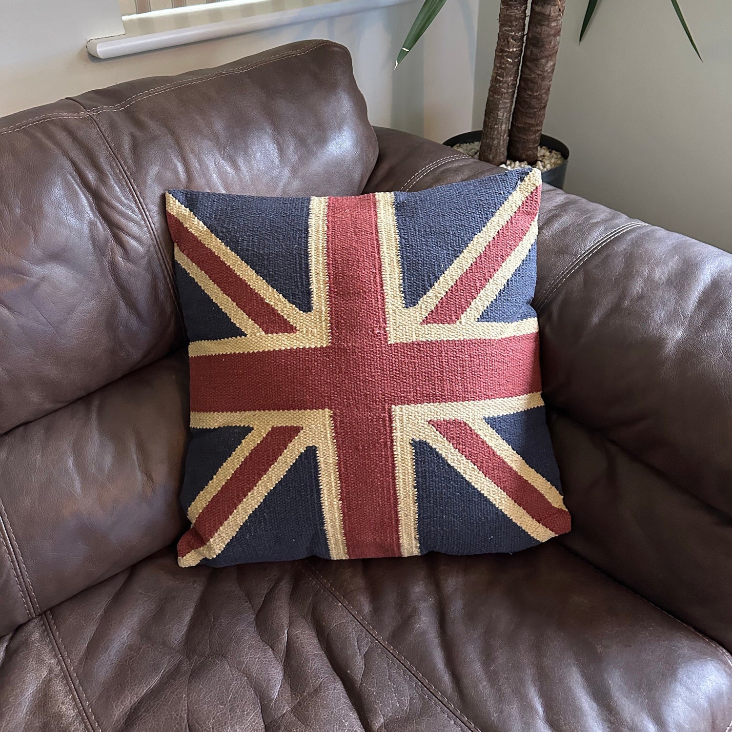 Luxury Hand Crafted Union Jack Flag Large 18 x 18 Cushion | Great Britain | Vintage Style | Man Cave Pillow by Maxlume