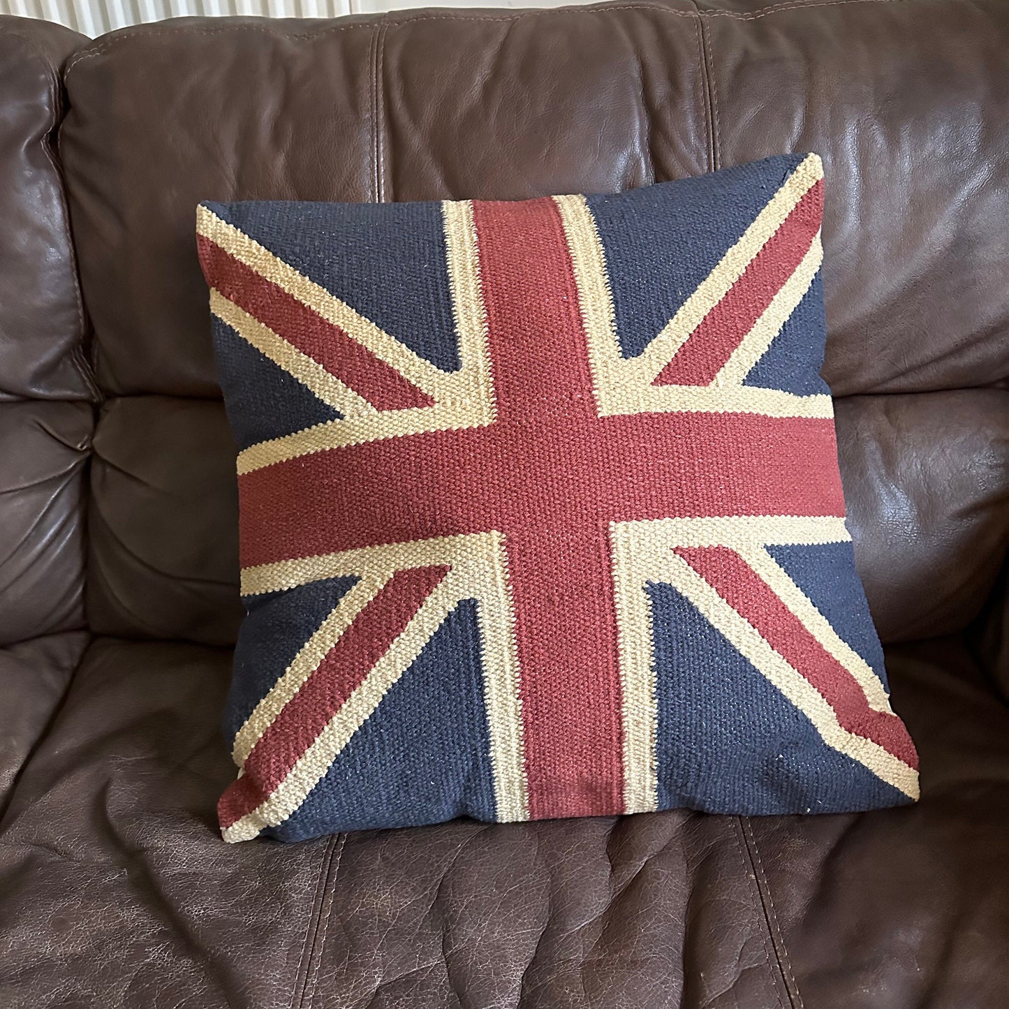 Luxury Hand Crafted Union Jack Flag Large 18 x 18 Cushion | Great Britain | Vintage Style | Man Cave Pillow by Maxlume