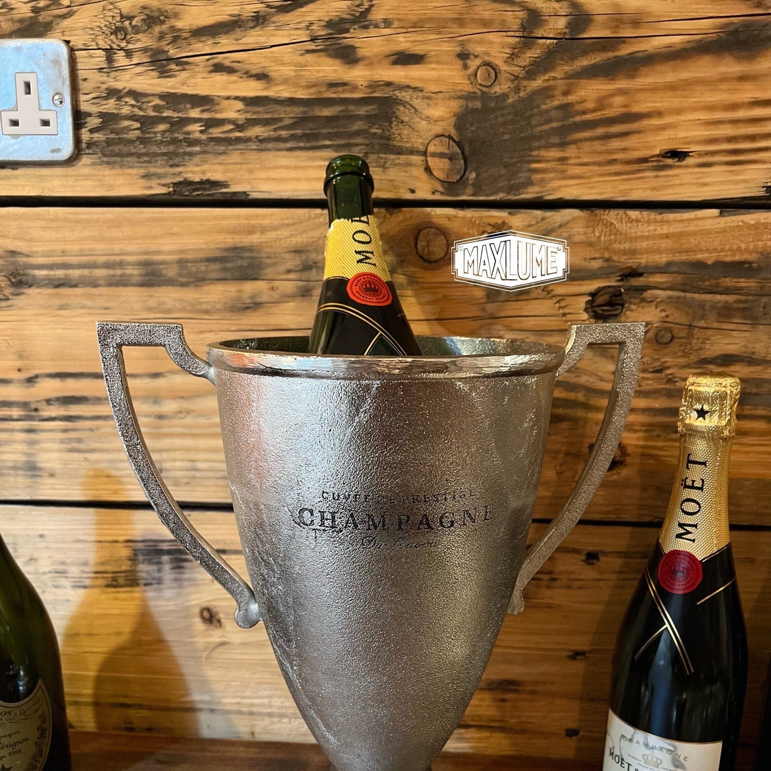 Maxlume ~ Trophy Solid Cast Engraved Champagne Ice Bucket | Wine Cooler | Birthday | Anniversary Present