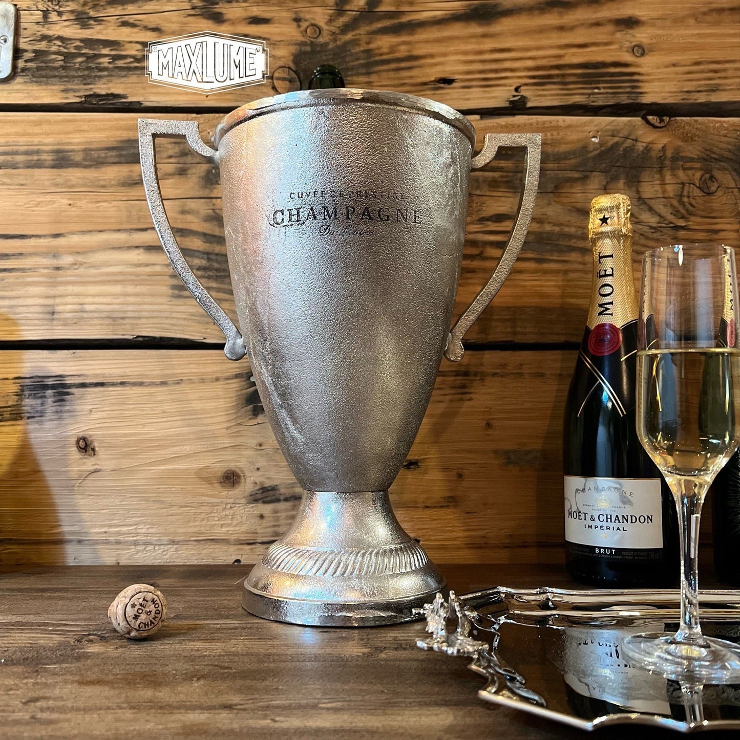 Maxlume ~ Trophy Solid Cast Engraved Champagne Ice Bucket | Wine Cooler | Birthday | Anniversary Present