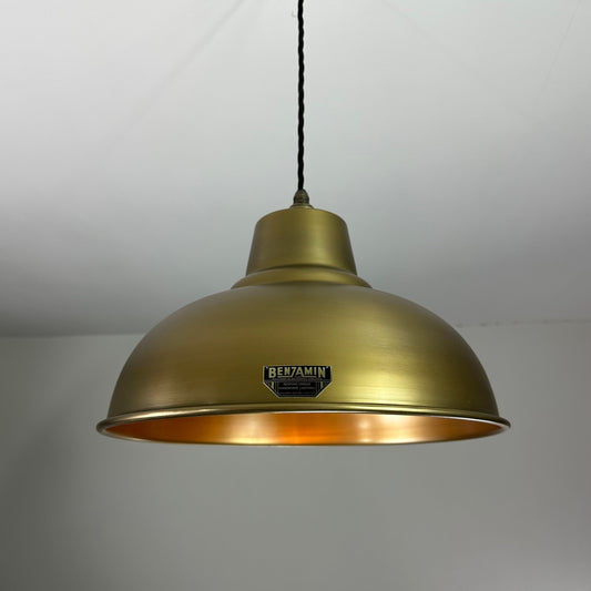 Salthouse XL ~ Antique Brass Industrial factory shade light ceiling dining room kitchen table vintage filament lamps pendant 14.5 Inch