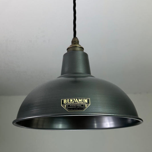 Salthouse ~ Pewter Grey Industrial Factory Shade light ceiling dining room kitchen table vintage edison filament lamps pendant bar 10 Inch