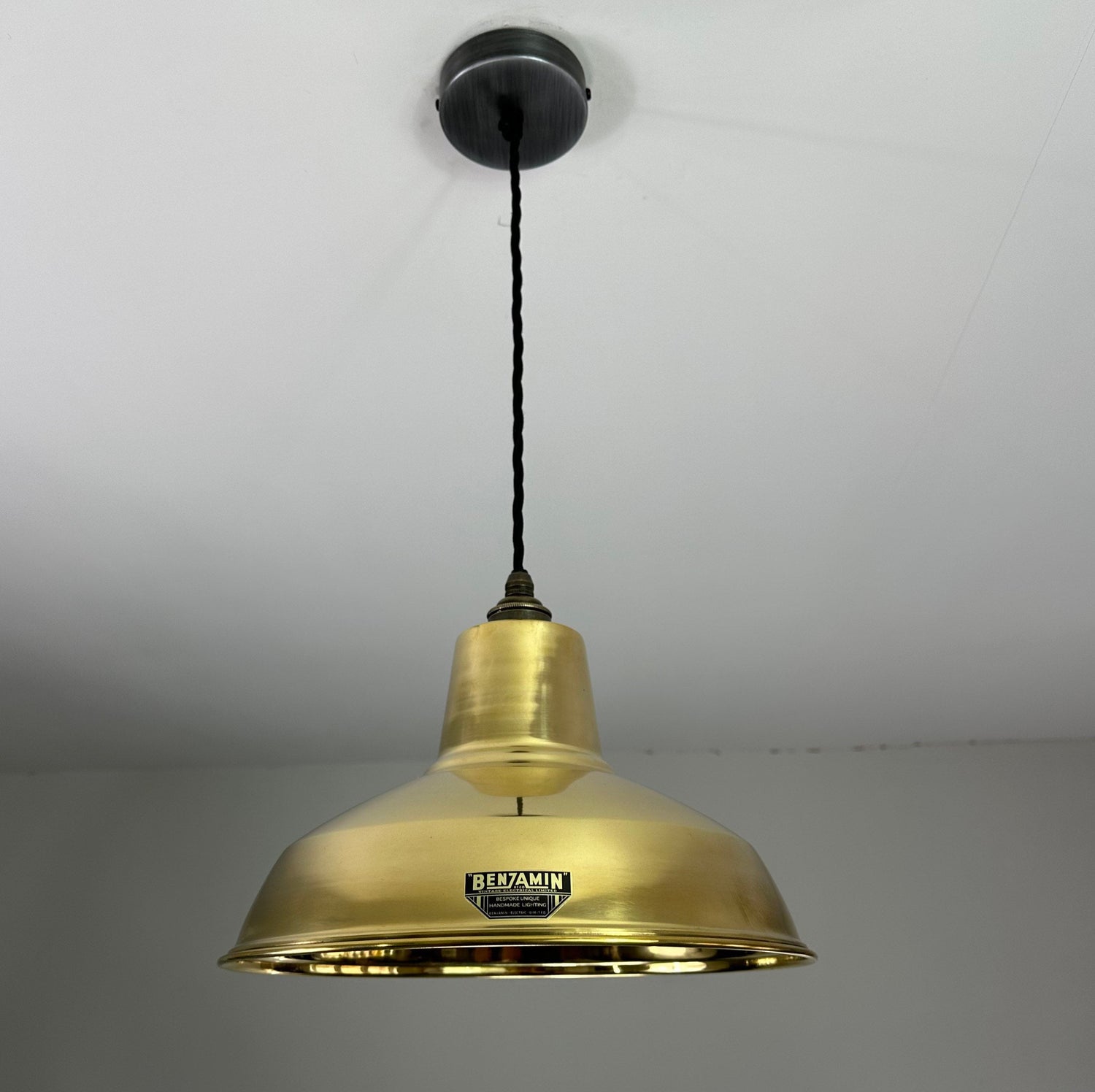 Filby ~ Genuine Solid Brass Reflector Shade 1921 Design Pendant Set Light | Ceiling Dining Room Kitchen Table | Vintage Au Gold | 12.5 Inch