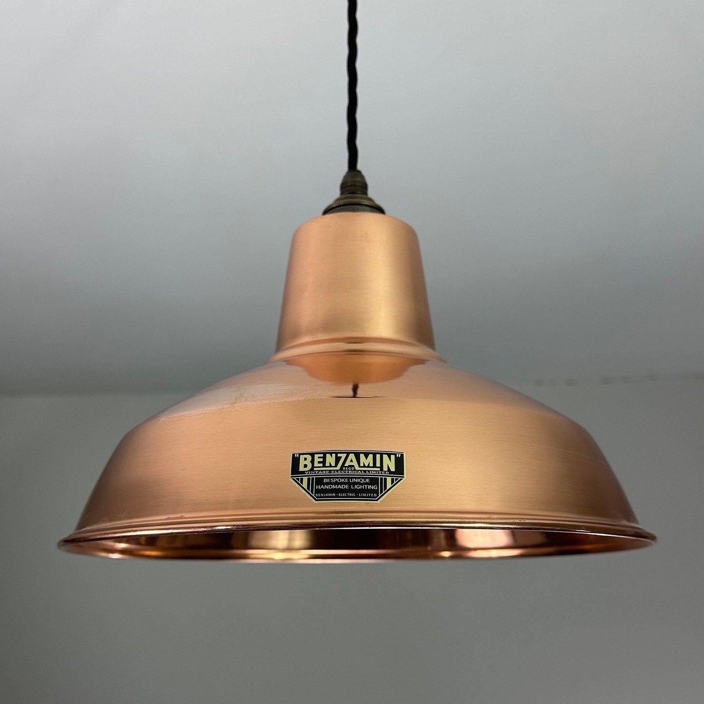 Filby ~ Genuine Solid Copper Industrial Shade Pendant Set Light | Ceiling Dining Room | Kitchen Table | Vintage Filament Bulb | 12.5 Inch