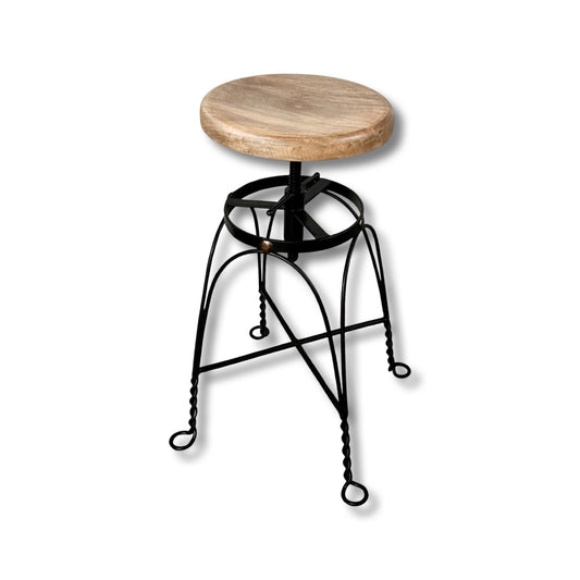 Maxlume ~ Industrial Solid Bar Stool Leather Base | Vintage Style | Cast Metal | Floor Standing