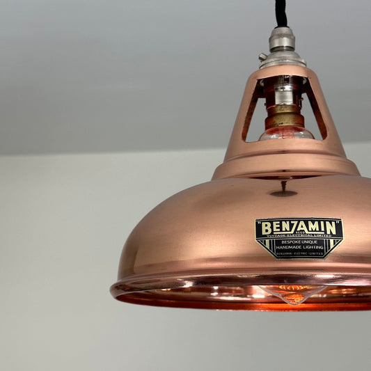 Cawston Small ~ Solid Copper Lamp Shade 1932 Design Pendant Set Light | Dining Room Ceiling | Kitchen Table | Vintage Industrial | 9 Inch