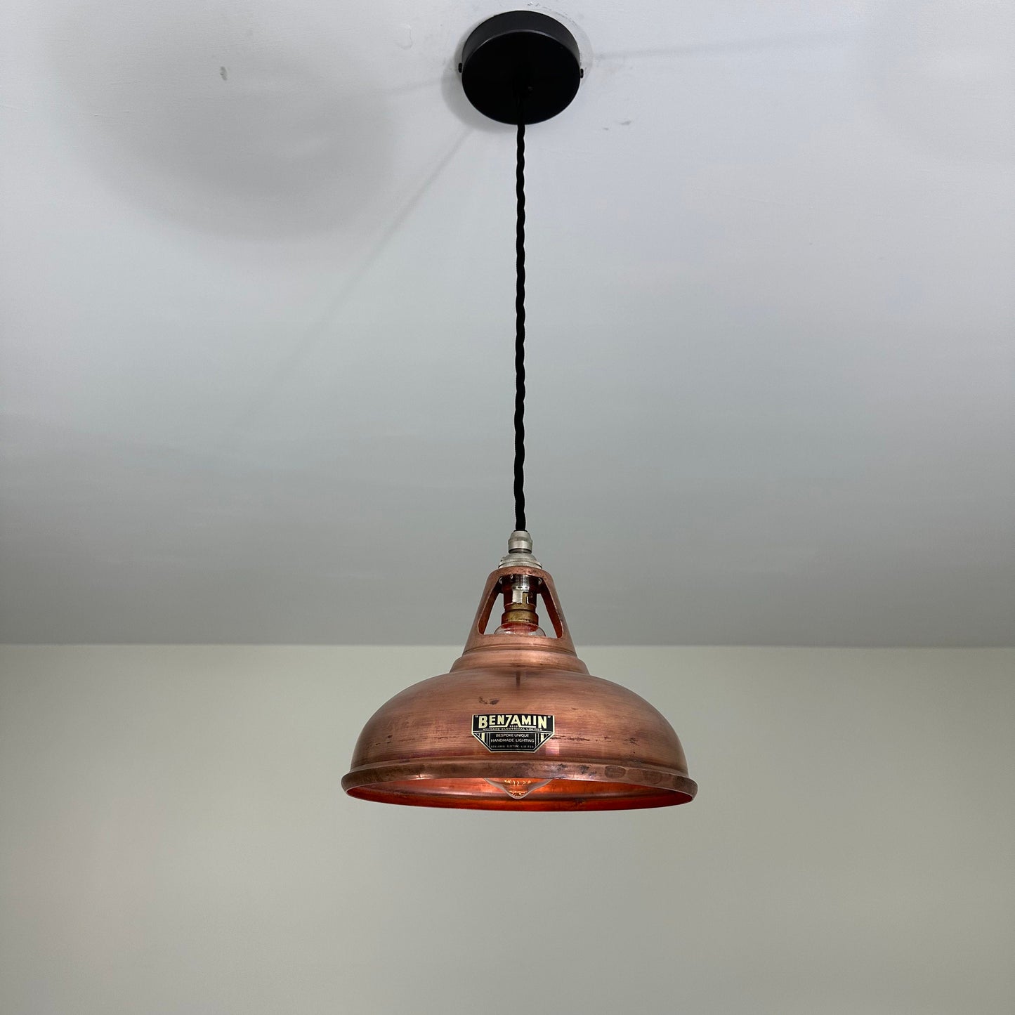 Cawston Small ~ Antique Copper Lamp Shade Slotted Design Pendant Set Light | Dining Room Ceiling Kitchen Table | Vintage Industrial | 9 Inch