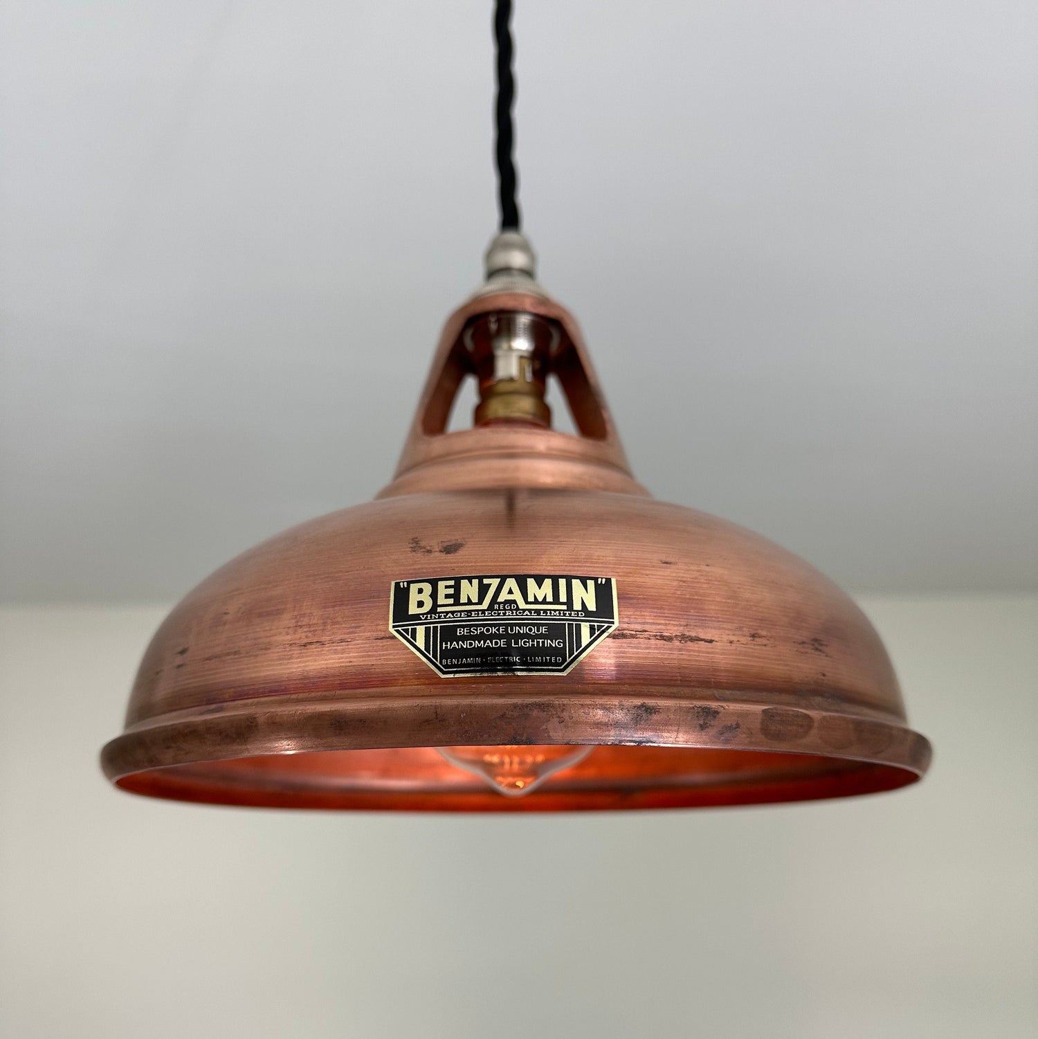 Cawston Small ~ Antique Copper Lamp Shade Slotted Design Pendant Set Light | Dining Room Ceiling Kitchen Table | Vintage Industrial | 9 Inch