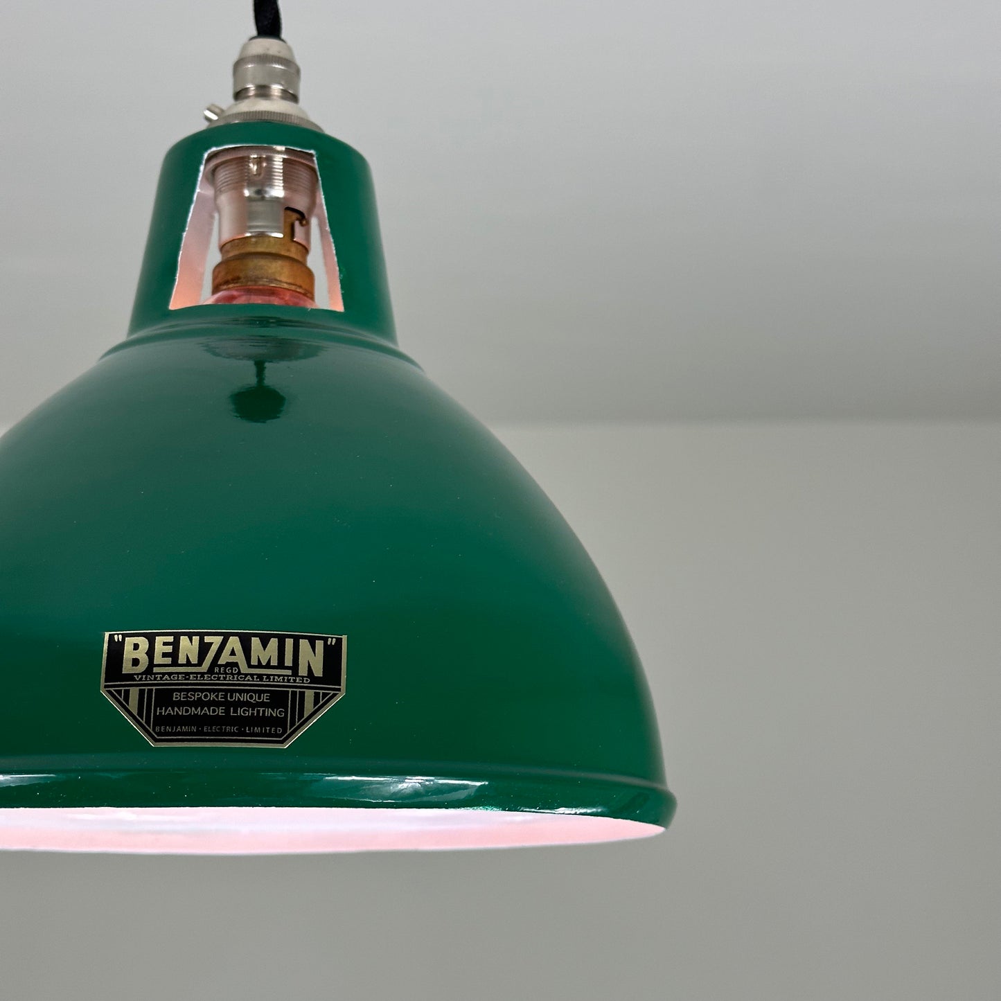 Shropham ~ Small Racing Green Solid Shade Design Pendant Set Light | Ceiling Dining Room | Kitchen Table | Vintage Industrial | 8 Inch