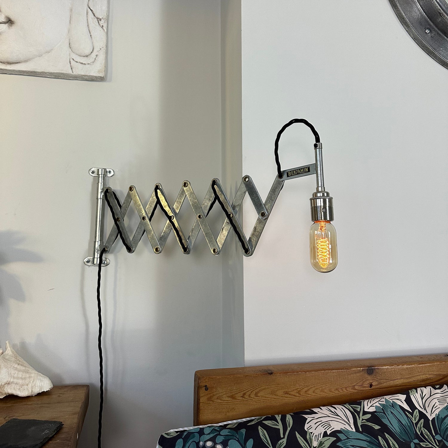 Cawston Shade ~ Scissor Arm Solid 1932 Design Industrial Wall Light | Bedroom Reading Table | Kitchen Table | Vintage