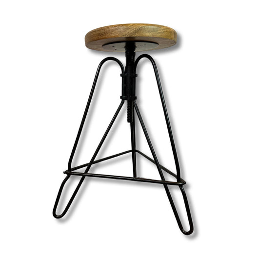 Maxlume ~ Industrial Solid Bar Stool Wood Base | Vintage Style | Solid Steel Metal | Floor Standing