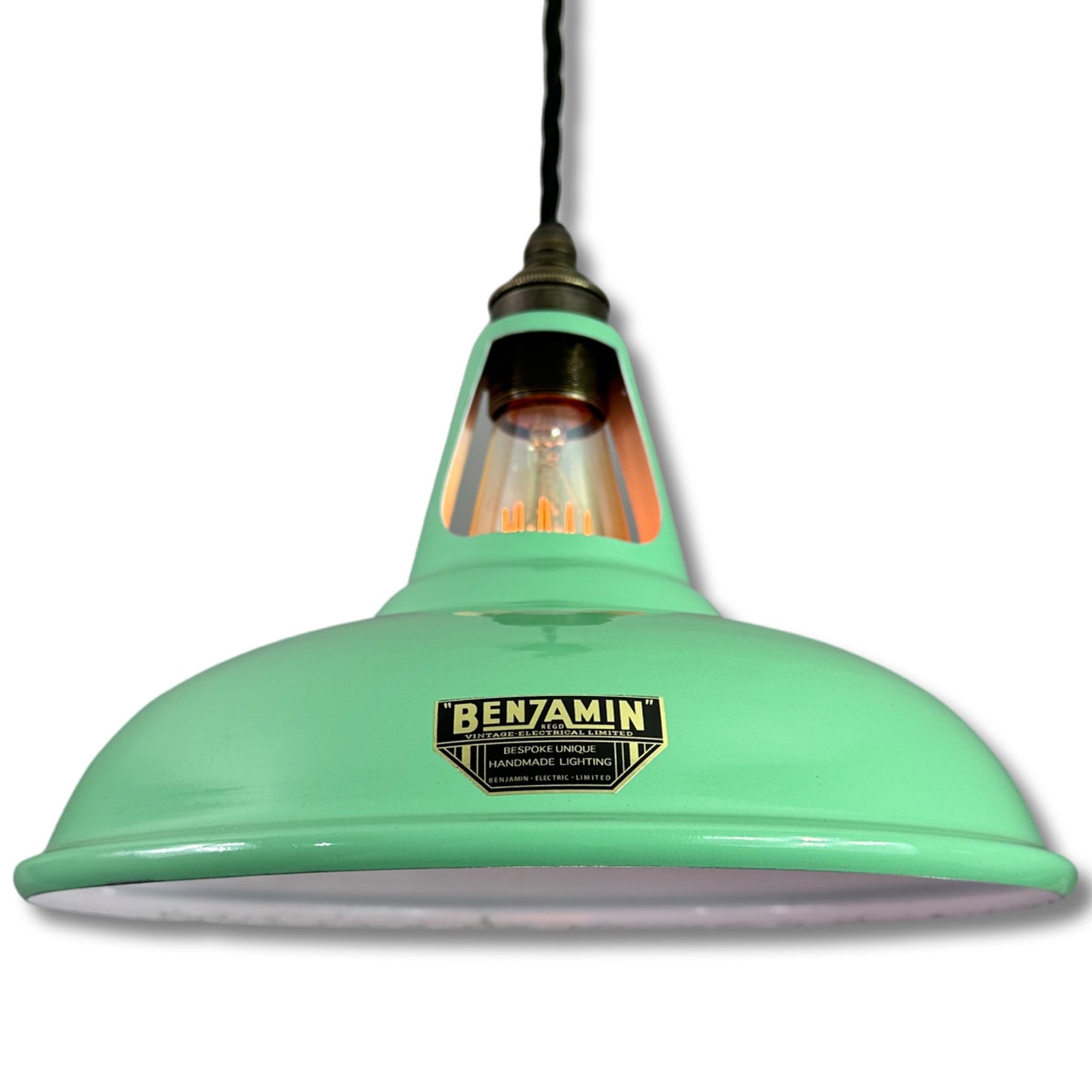 Cawston ~ Fresh Green Solid Shade Slotted Design Pendant Set Light | Ceiling Dining Room | Kitchen Table | Vintage Filament Bulb 11 Inch