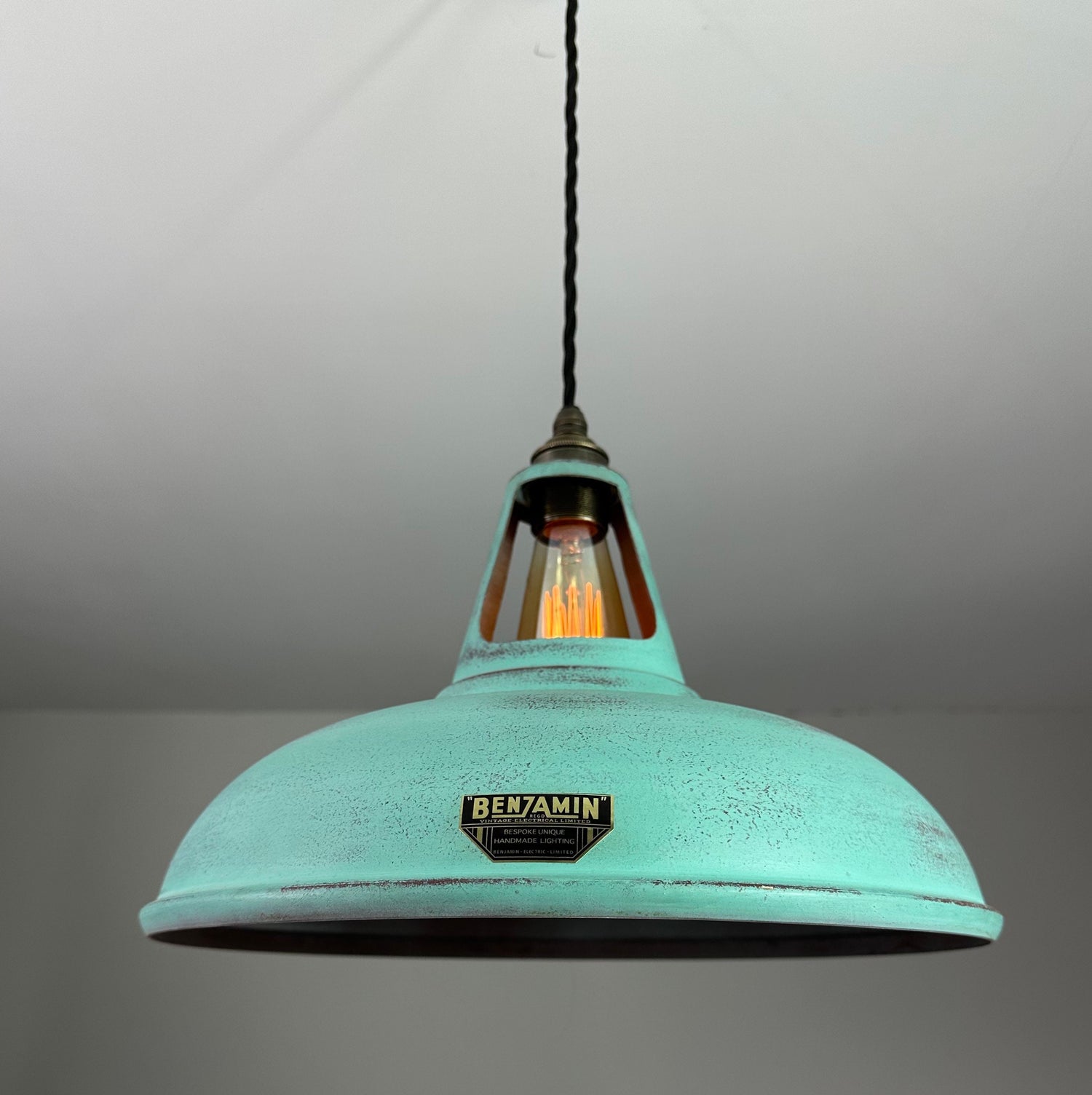 Cawston XL ~ Copper Verdigris Patina Finish Reflector Shade Pendant Set  Light | Ceiling Dining Room | Kitchen Table | Vintage Filament Bulb