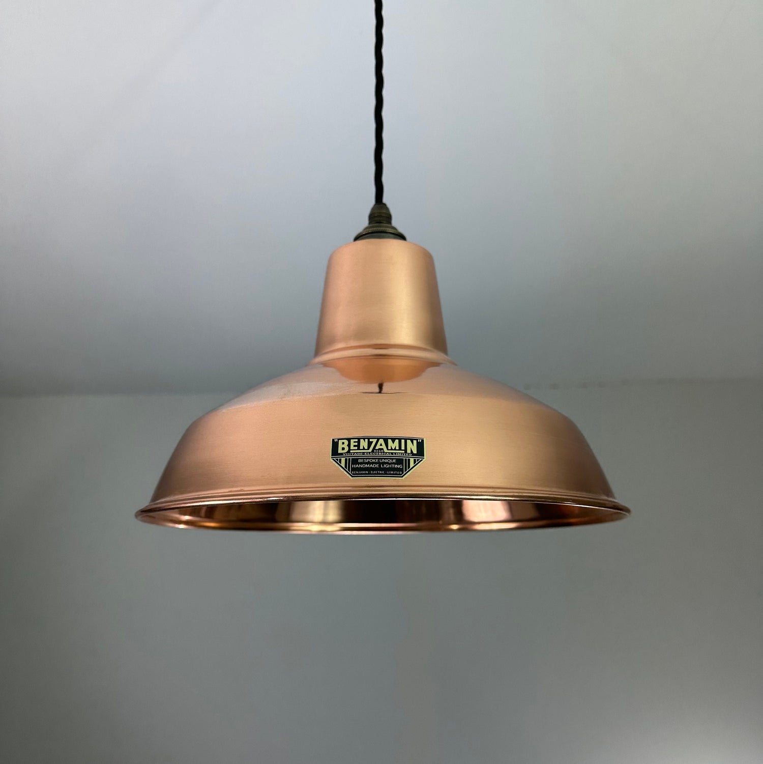 Filby ~ Genuine Solid Copper Industrial Shade Pendant Set Light | Ceiling Dining Room | Kitchen Table | Vintage Filament Bulb | 12.5 Inch