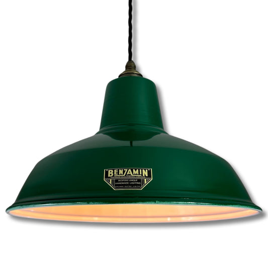 Filby ~ Racing Green Reflector Shade 1921 Design Pendant Set Light | Ceiling Dining Room | Kitchen Table | Industrial Vintage 12.5 Inch